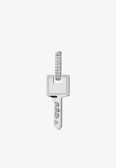 Eéra Special Order - Diamond Embellishment Key Earring In Silver