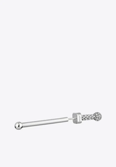 Eéra Special Order - Diamond Stud Long Piercing Earring In 18-karat Gold In Silver