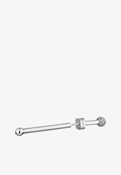 Eéra Special Order - Diamond Stud Long Piercing Earring In 18-karat Gold In Silver