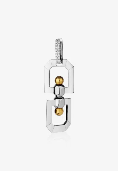 Eéra Special Order - Double Eye Earring In 18-karat White Gold With Diamonds In Silver