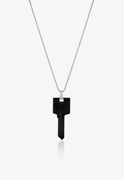 Eéra Special Order - Key Necklace In 18-karat Gold With Diamonds In Black