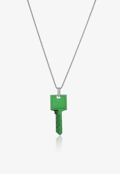 Eéra Special Order - Key Necklace In 18-karat Gold With Diamonds In Green