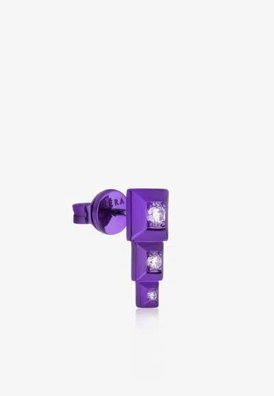 Eéra Special Order - Mini Eéra Single Drop Earring In 18-karat Gold With Diamonds In Purple