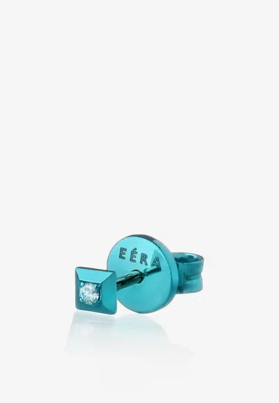Eéra Special Order - Mini Eéra Single Stud Earring In 18-karat Gold With Diamond In Blue