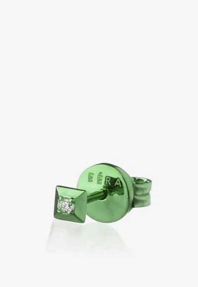 Eéra Special Order - Mini Eéra Single Stud Earring In 18-karat Gold With Diamond In Green