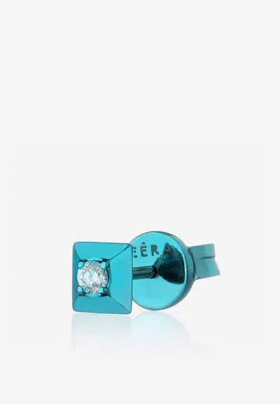 Eéra Special Order - Mini Eéra Stud Earring In 18-karat Gold With Diamond In Blue
