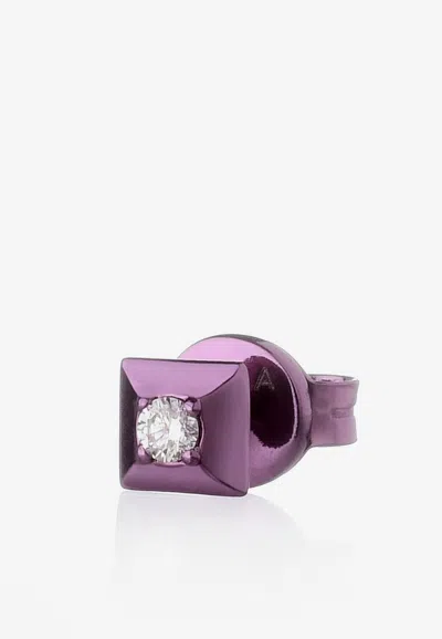 Eéra Special Order - Mini Eéra Stud Earring In 18-karat Gold With Diamond In Purple
