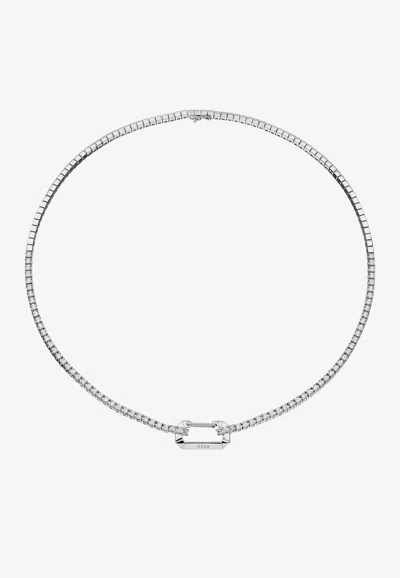 Eéra Special Order - Paris Diamond Pavé Necklace In 18-karat White Gold In Silver