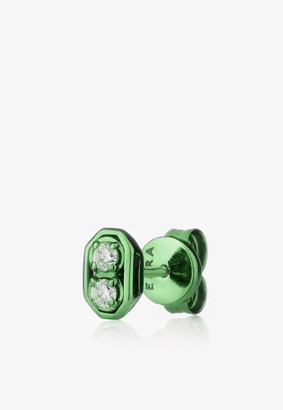 Eéra Special Order - Roma Diamond Stud Earring In 18-karat White Gold In Green