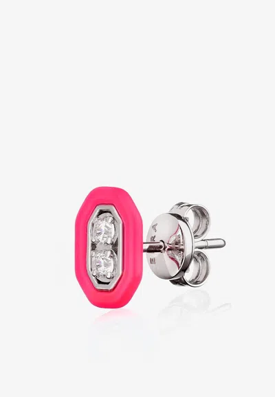 Eéra Special Order - Roma Diamond Stud Earring In 18-karat White Gold In Brown