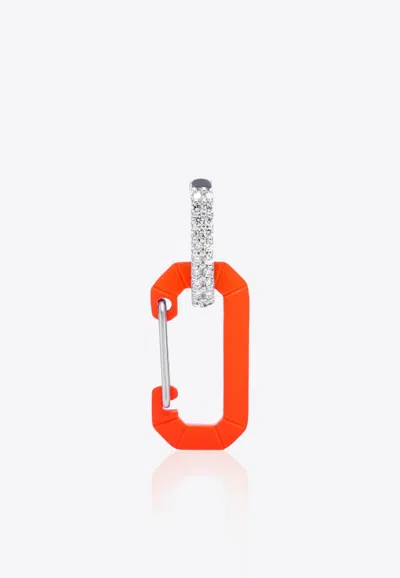 Eéra Special Order – Small Fluo Chiara 18k Gold Single Earring With Diamonds In Orange
