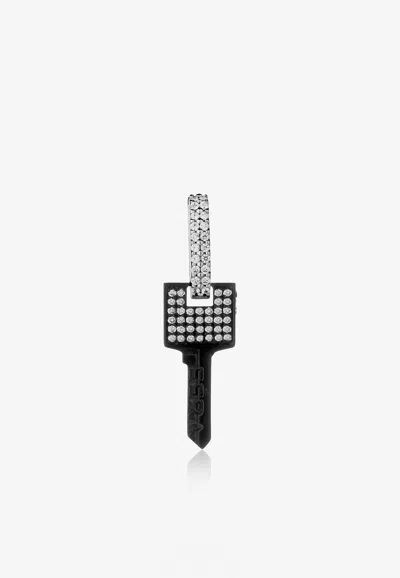 Eéra Special Order - Small Key Single Earring In 18-karat Black Gold With Diamonds In Red