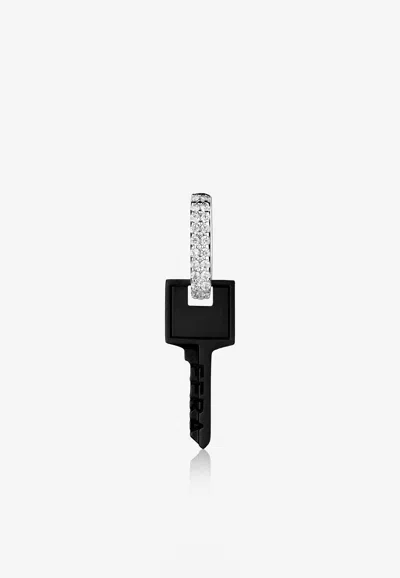 Eéra Special Order - Small Key Single Earring In 18-karat Gold With Diamonds In Black