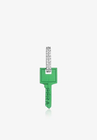 Eéra Special Order - Small Key Single Earring In 18-karat Gold With Diamonds In Green