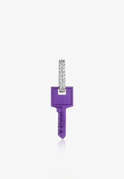 Eéra Special Order - Small Key Single Earring In 18-karat Gold With Diamonds In Purple