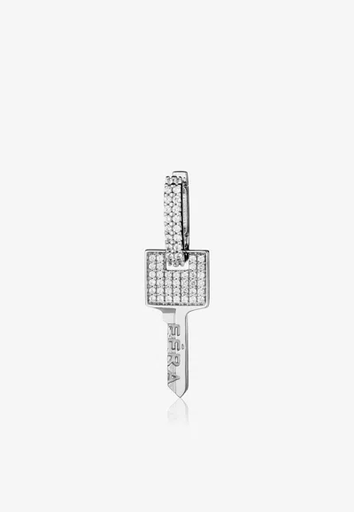 Eéra Special Order - Small Key Single Earring In 18-karat White Gold With Diamonds In Silver