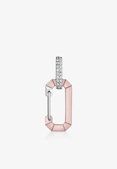 Eéra Special Order - Small Metallic Chiara Single Earring With Diamonds In Pink