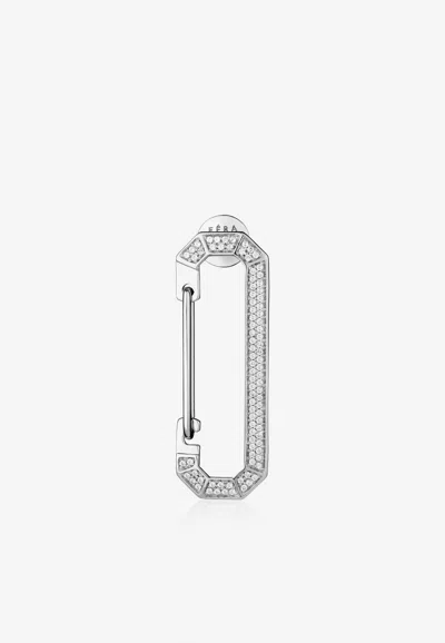 Eéra Special Order - Small Ny Single Diamond Paved Earring In 18k White Gold In Metallic