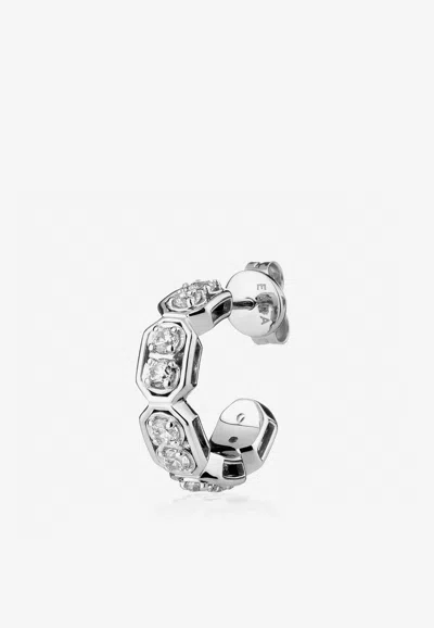 Eéra Special Order - Small Roma Hoop Earring In 18-karat White Gold With Diamonds In Gray