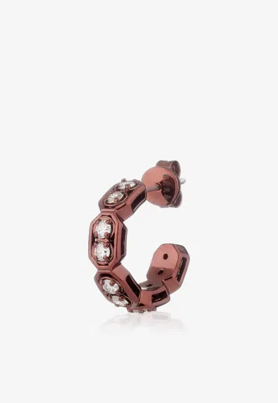 Eéra Special Order - Small Roma Hoop Earring In 18-karat Yellow Gold With Diamonds In Brown