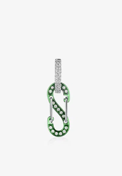 Eéra Special Order - Small Romy Diamond Pave Single Earring In 18-karat White Gold In Green