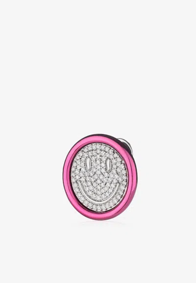 Eéra Special Order - Smile Diamond Stud Earring In Metallic And 18-karat White Gold In Red