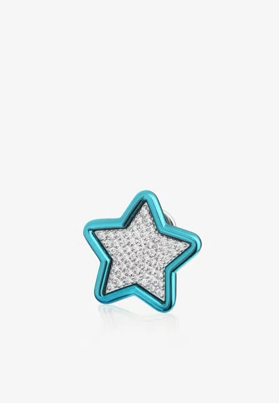Eéra Special Order - Star Diamond Stud Earring In Metallic And 18-karat White Gold In Red