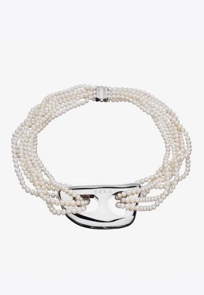 Eéra Special Order - Stone Pearl Necklace In Silver