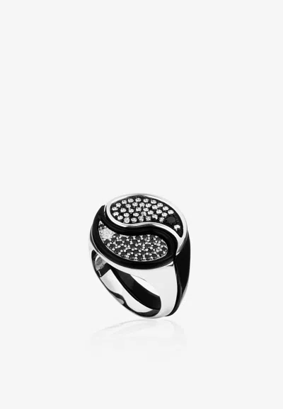 Eéra Special Order - Yin Yang Diamond Ring In 18-karat Black And White Gold