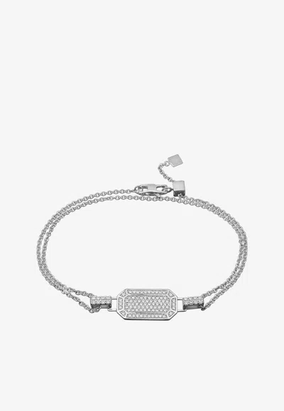 Eéra Tokyo Double Chain Bracelet In 18-karat White Gold With Diamonds In Gray