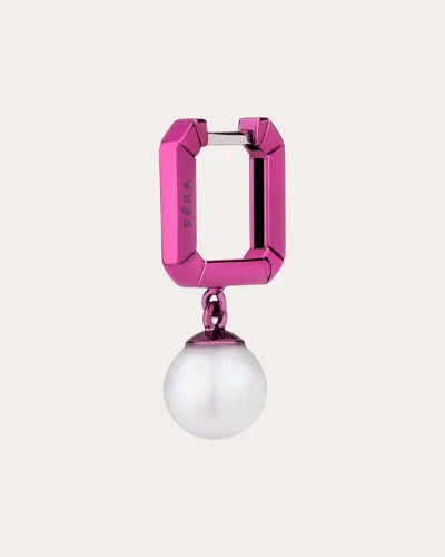 Eéra Women's Akoya Pearl Mini Square Hoop Earring In Pink