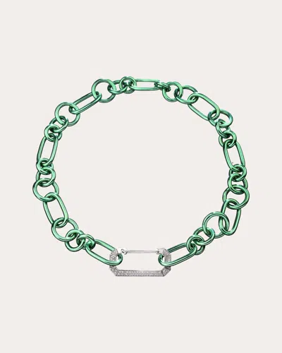 Eéra Women's Diamond & 18k White Gold Lucy Painted Chain Necklace In Green