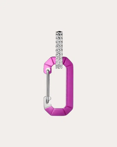 Eéra Women's Diamond & 18k White Gold Small Chiara Painted Hoop Earring In Pink
