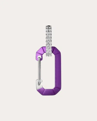 Eéra Women's Diamond & 18k White Gold Small Chiara Painted Hoop Earring In Purple