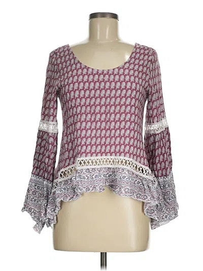 Pre-owned Eesome 3/4 Sleeve Blouse In Burgundy