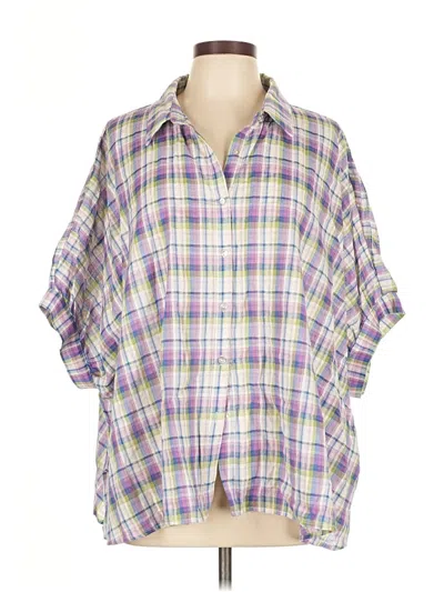 Pre-owned Eesome 3/4 Sleeve Button Down Shirt In Purple