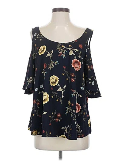 Pre-owned Eesome 3/4 Sleeve Top Black Cold Shoulder Neckline Tops