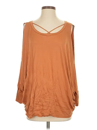 Pre-owned Eesome 3/4 Sleeve Top Brown Cold Shoulder Neckline Tops