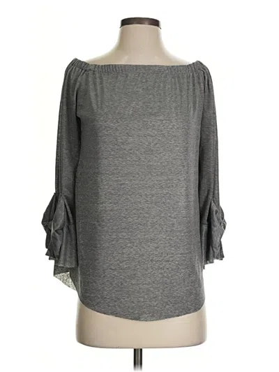 Pre-owned Eesome 3/4 Sleeve Top Gray Off The Shoulder Neckline Tops