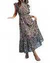 Eesome Abstract Sleeveless Print Maxi Dress In Mint In Green