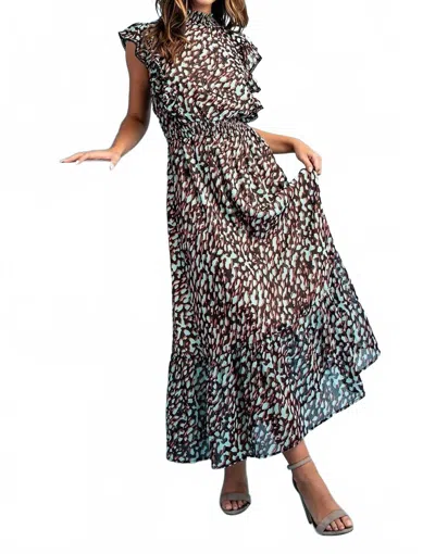 Eesome Abstract Sleeveless Print Maxi Dress In Mint In Green