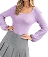 Eesome Adamari Back Tie Puff Sleeve Top In Lavender In Purple