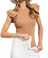 Eesome All Ruffled Bodysuit In Beige In Brown