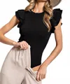 Eesome All Ruffled Bodysuit In Black In Black