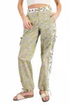 Eesome Amelia Printed Color Block Pants In Multi In Green