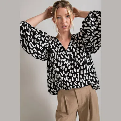 Eesome Animal Print Blouse In Multi In Black