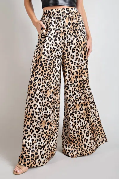 Eesome Animal Print Wide Slit Pant In Multi