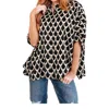 Eesome Art Deco Button Up Blouse In Black In Black