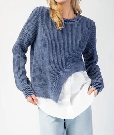 Eesome Asymmetrical Sweater Layered Shirt In Denim In Multi