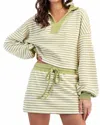 Eesome Avocado Striped Pullover Top In Green In Green